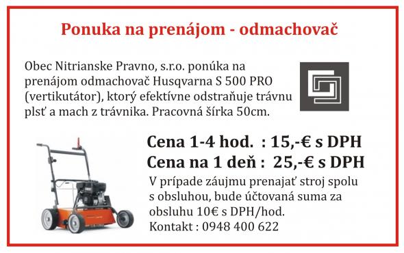 Inzerát - prenájom vertikutátora Inzerát - prenájom vertikutátora